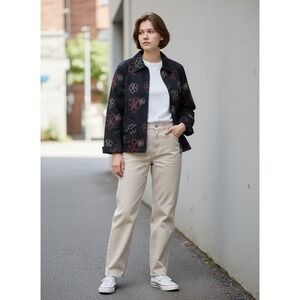 Weekenders Black Floral Embroidered Jacket Women's L/G